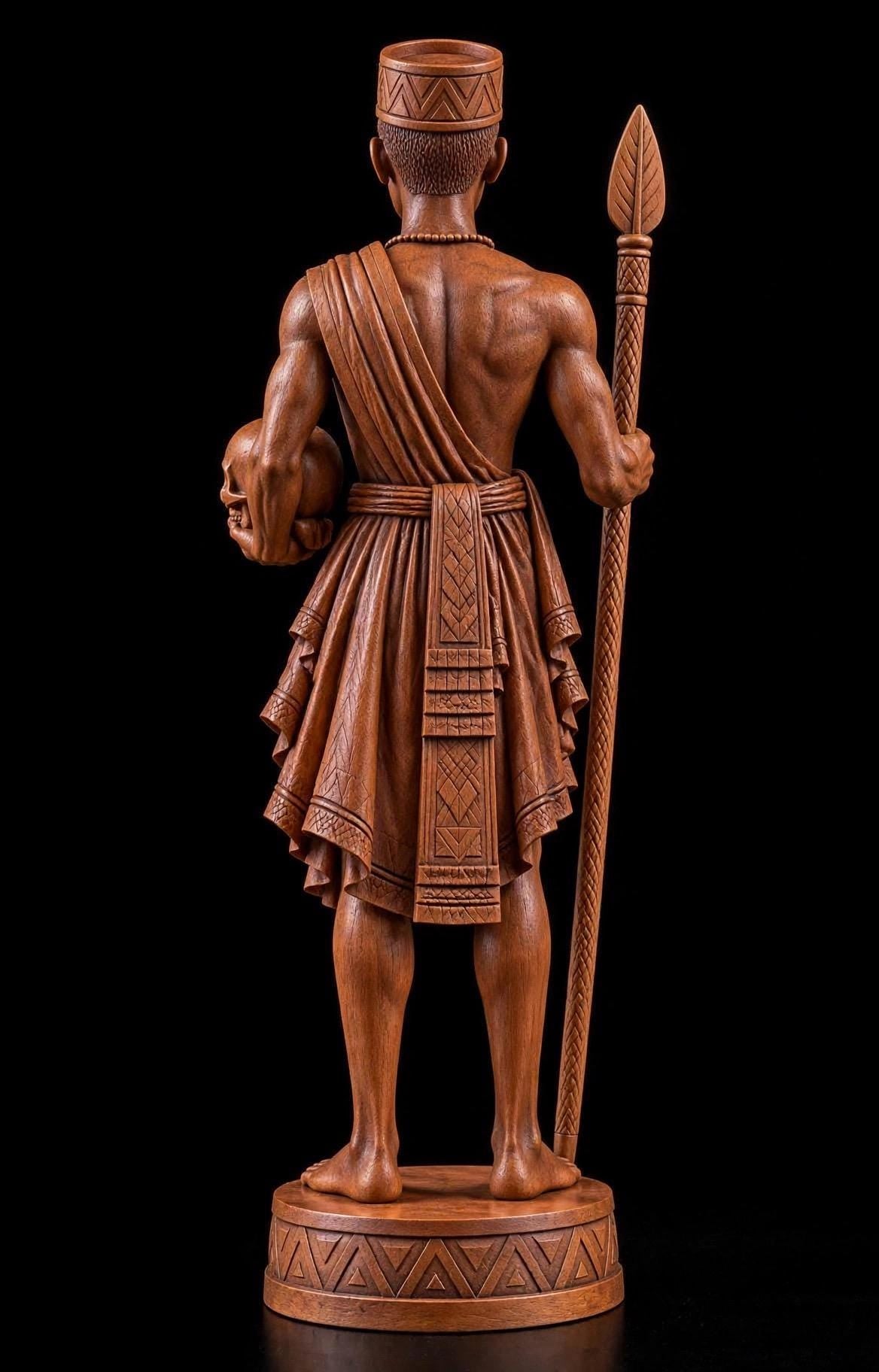 20” Hand-Carved Omo Wood Warrior Sculpture | Oshogbo Nigeria | Powerful African Art | Museum-Style Statement Piece | Collector’s Sculpture