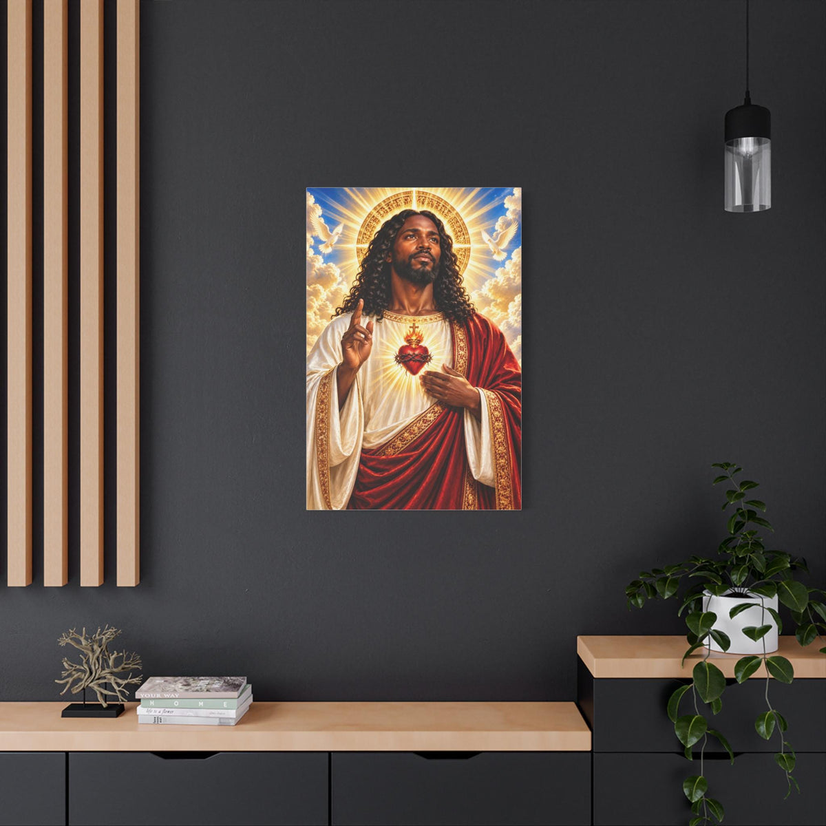 Beautiful Black Jesus Print on Matte Canvas 24x36 inches