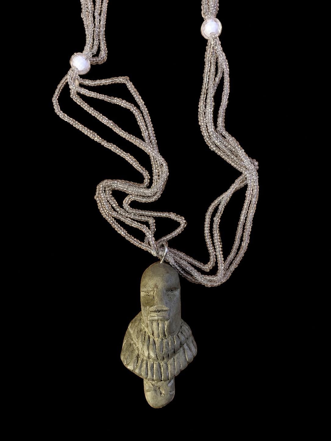 Glass Beads Ileke  Ifa wooden pendant necklace Unisex