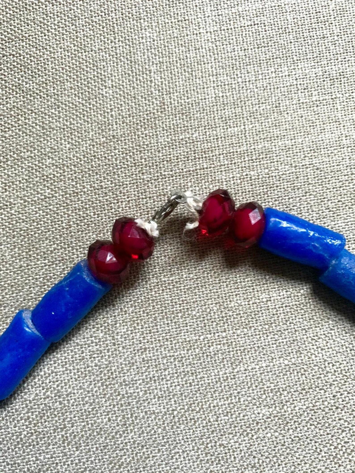 Yoruba Coral And and Blue Glass Beaded Segi Neck Wear.