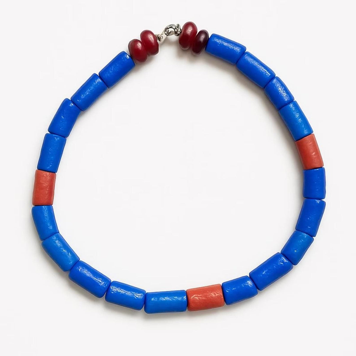 Yoruba Coral And and Blue Glass Beaded Segi Neck Wear.