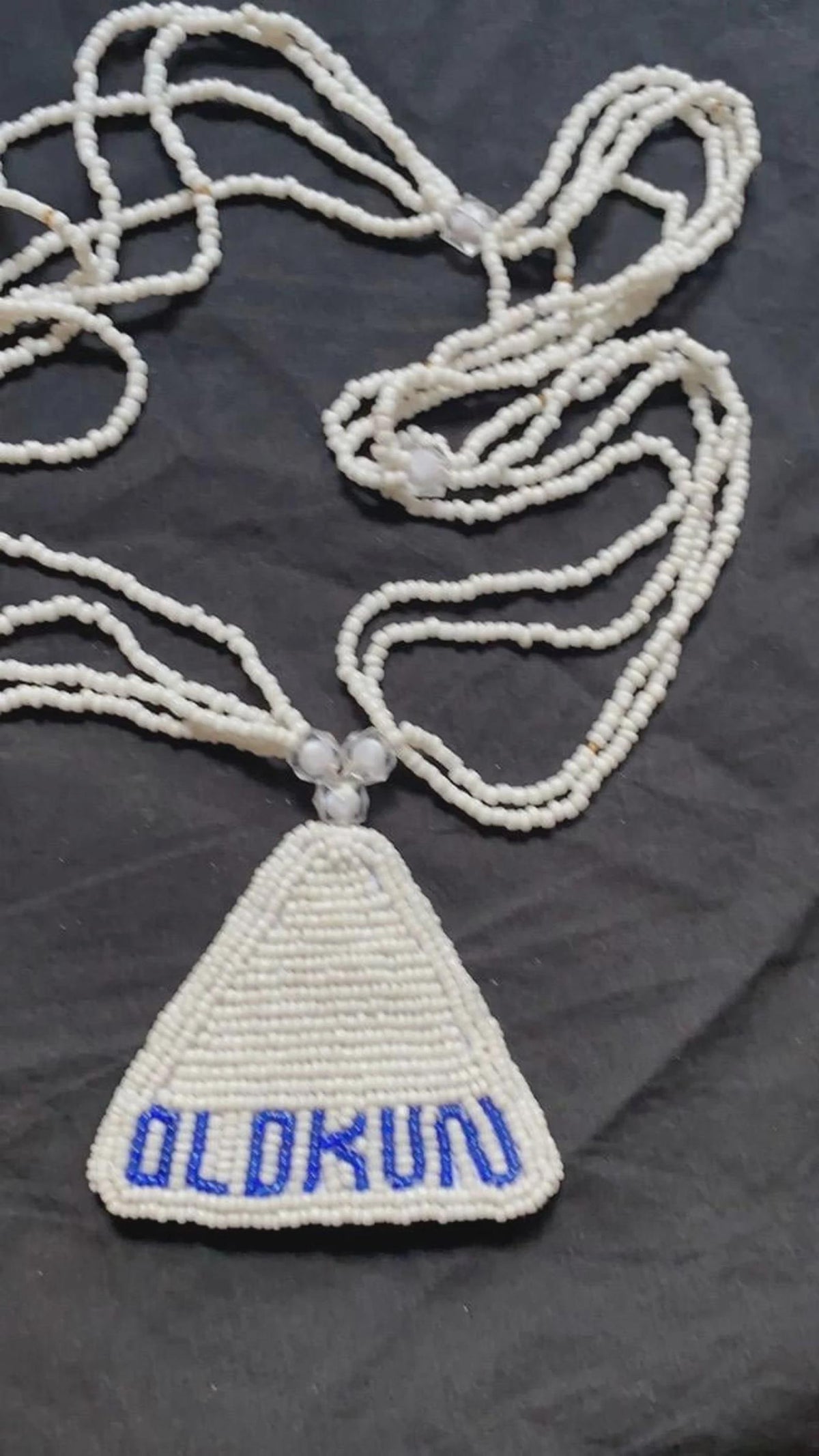 Ileke Olokun Glass Bead Necklace - 32 Inch Spiritual Neck Piece