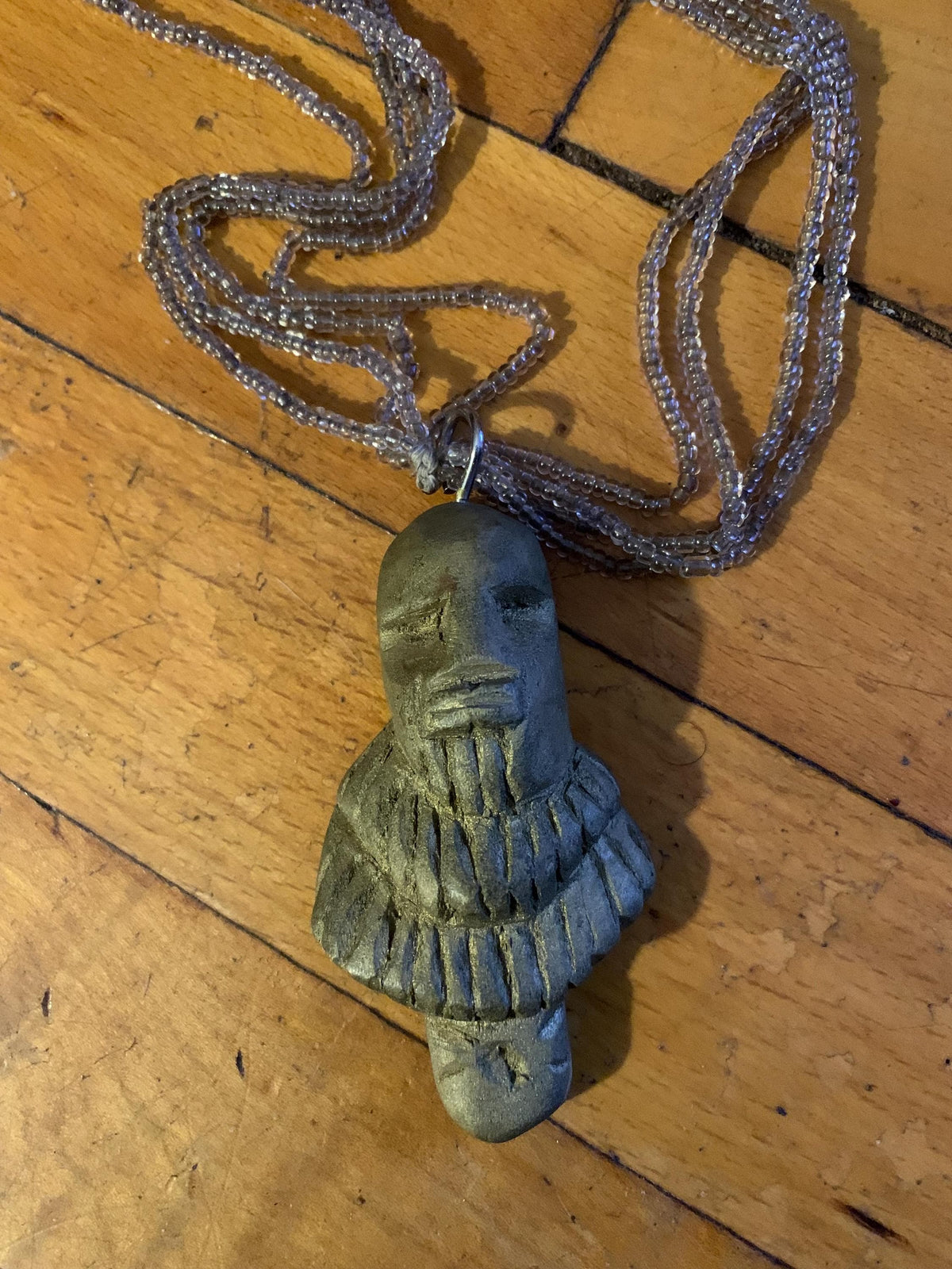 Glass Beads Ileke  Ifa wooden pendant necklace Unisex