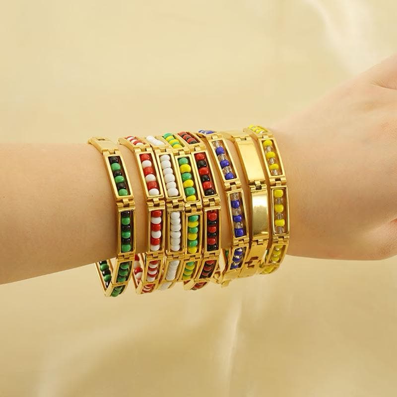 Ifa 18 karat Gold Plated Bracelet With Beads.