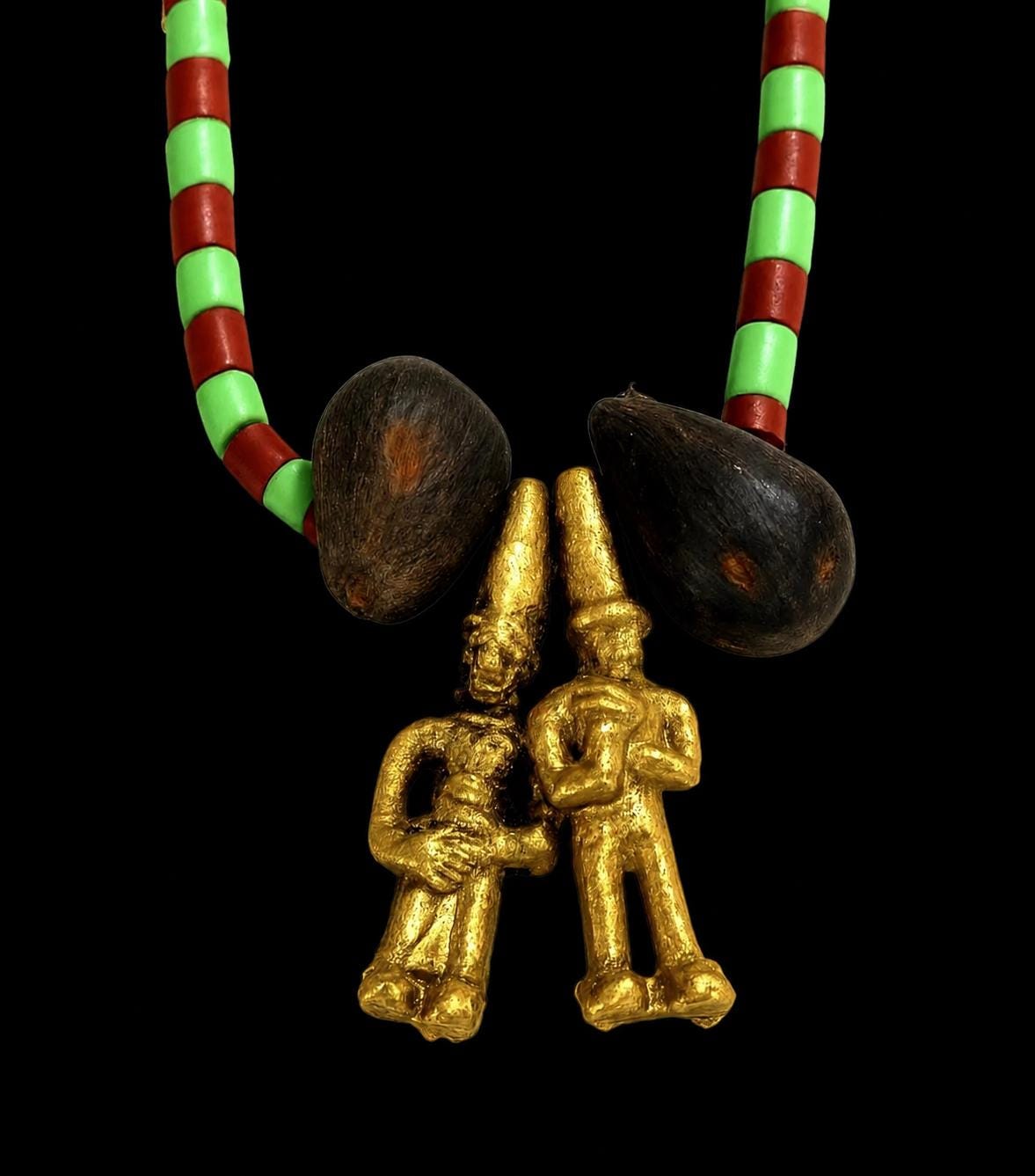 Luxury Glass 44 Inches Edan Ide Ifa Necklace with Two Ikins