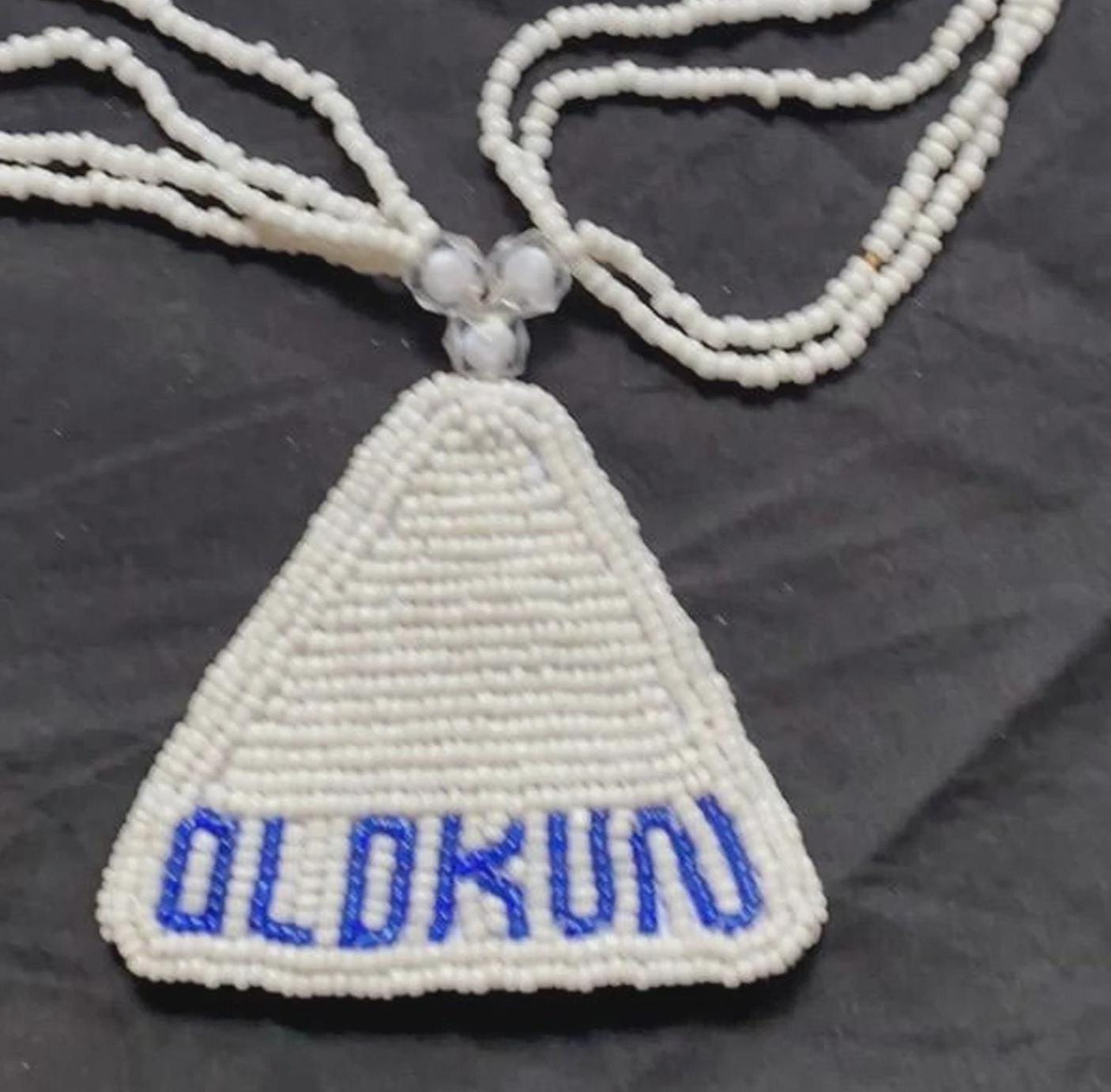 Ileke Olokun Glass Bead Necklace - 32 Inch Spiritual Neck Piece