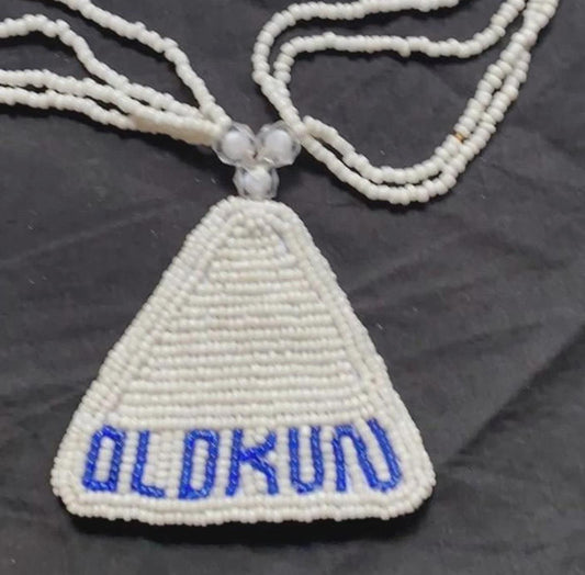 Ileke Olokun Glass Bead Necklace - 32 Inch Spiritual Neck Piece