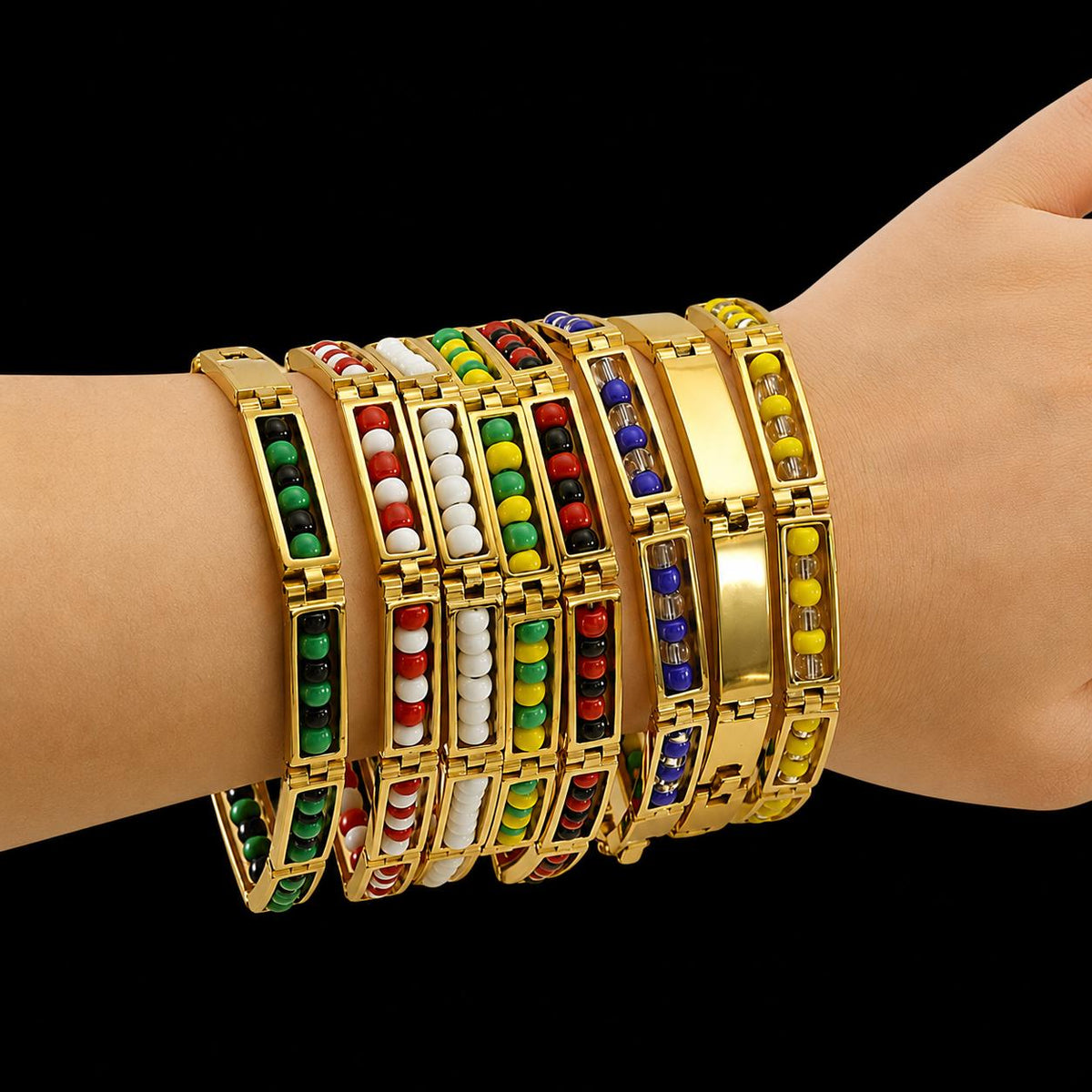 Ifa 18 karat Gold Plated Bracelet With Beads.