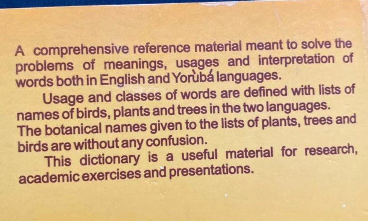 A Dictionary of the Yoruba Language Book