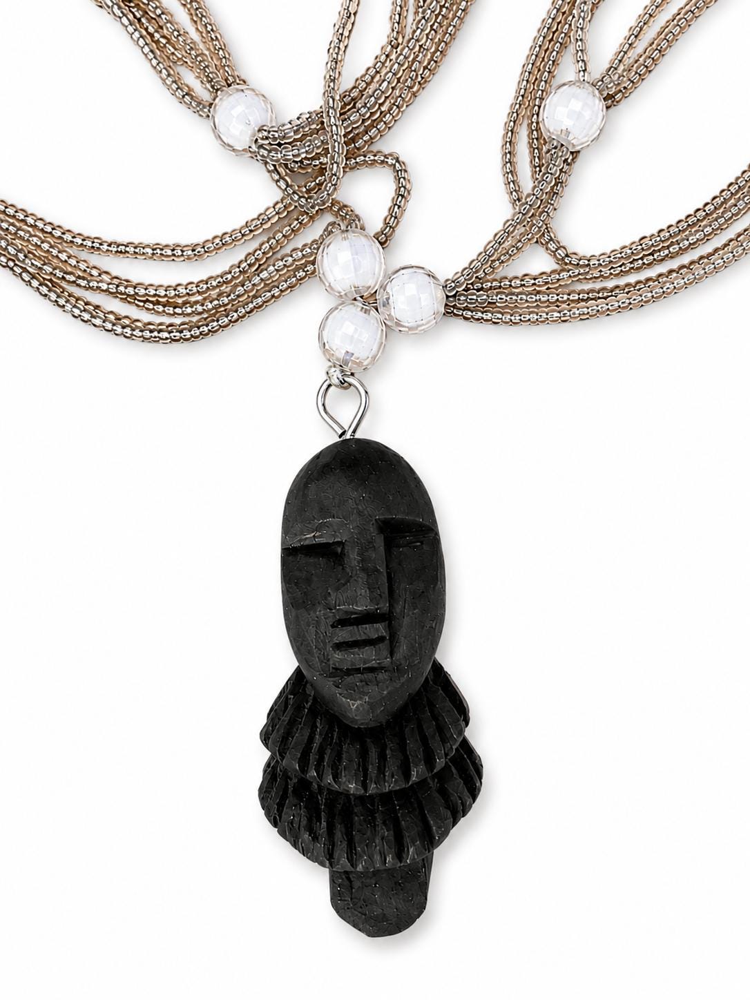 Glass Beads Ileke  Ifa wooden pendant necklace Unisex