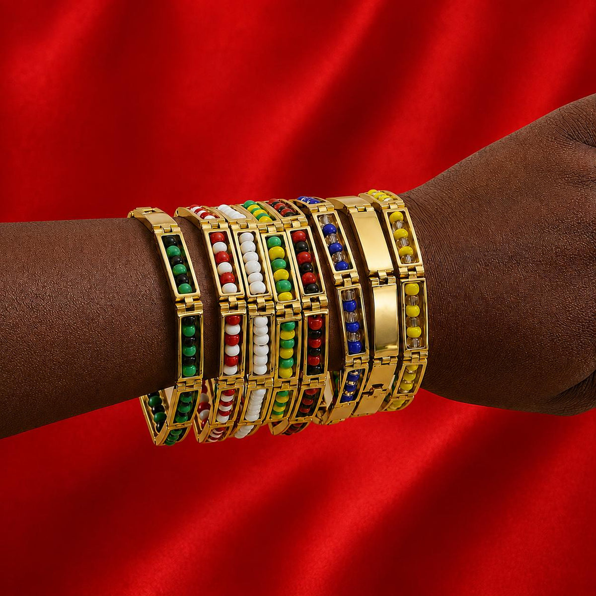Ifa 18 karat Gold Plated Bracelet With Beads.