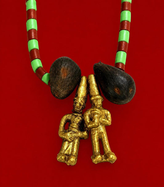 Luxury Glass 44 Inches Edan Ide Ifa Necklace with Two Ikins