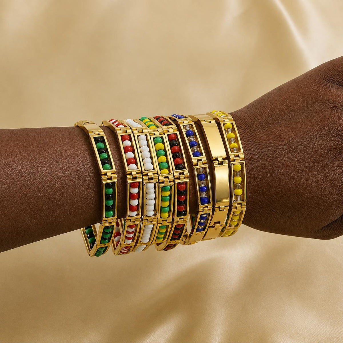 Ifa 18 karat Gold Plated Bracelet With Beads.