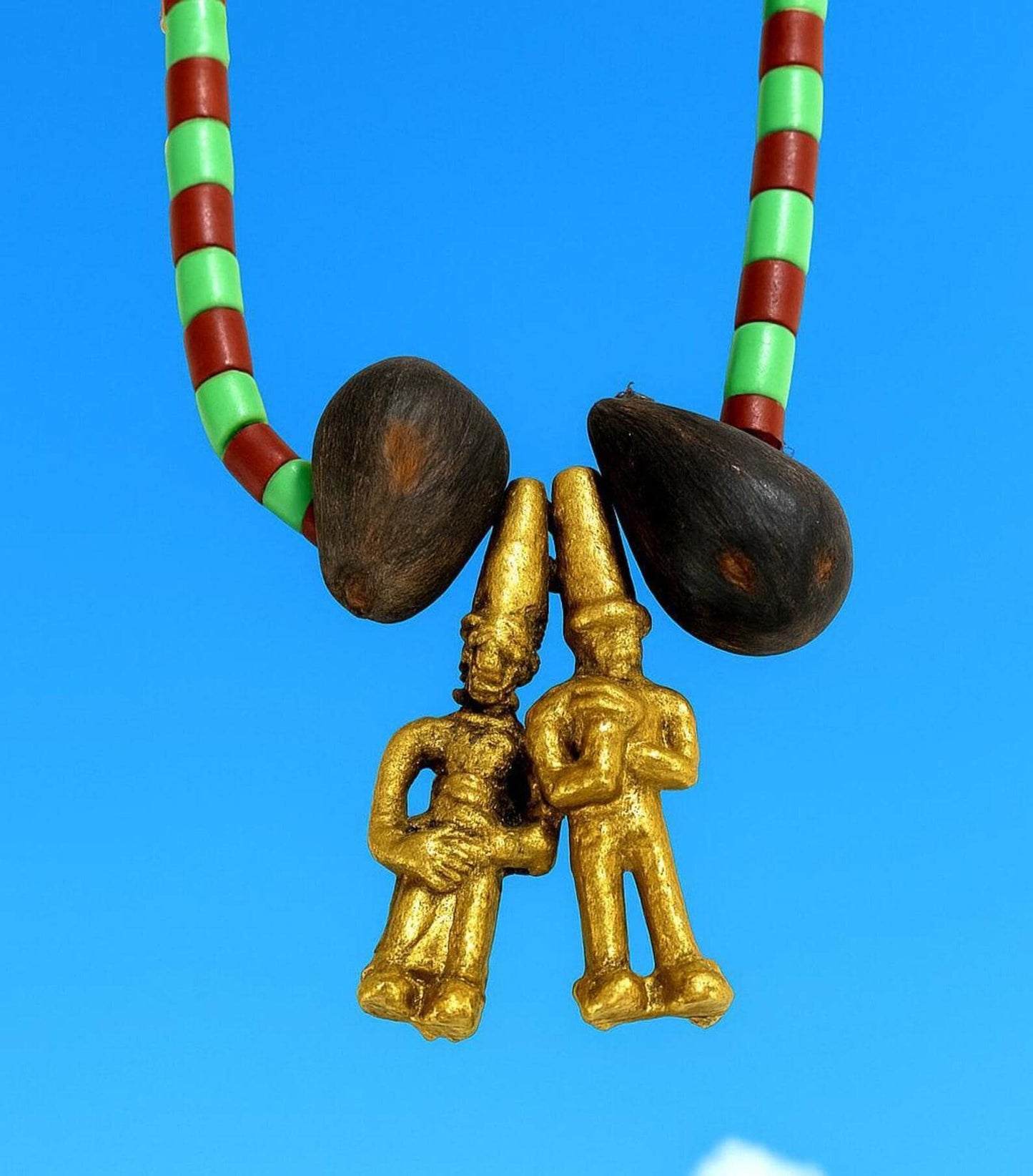 Luxury Glass 44 Inches Edan Ide Ifa Necklace with Two Ikins