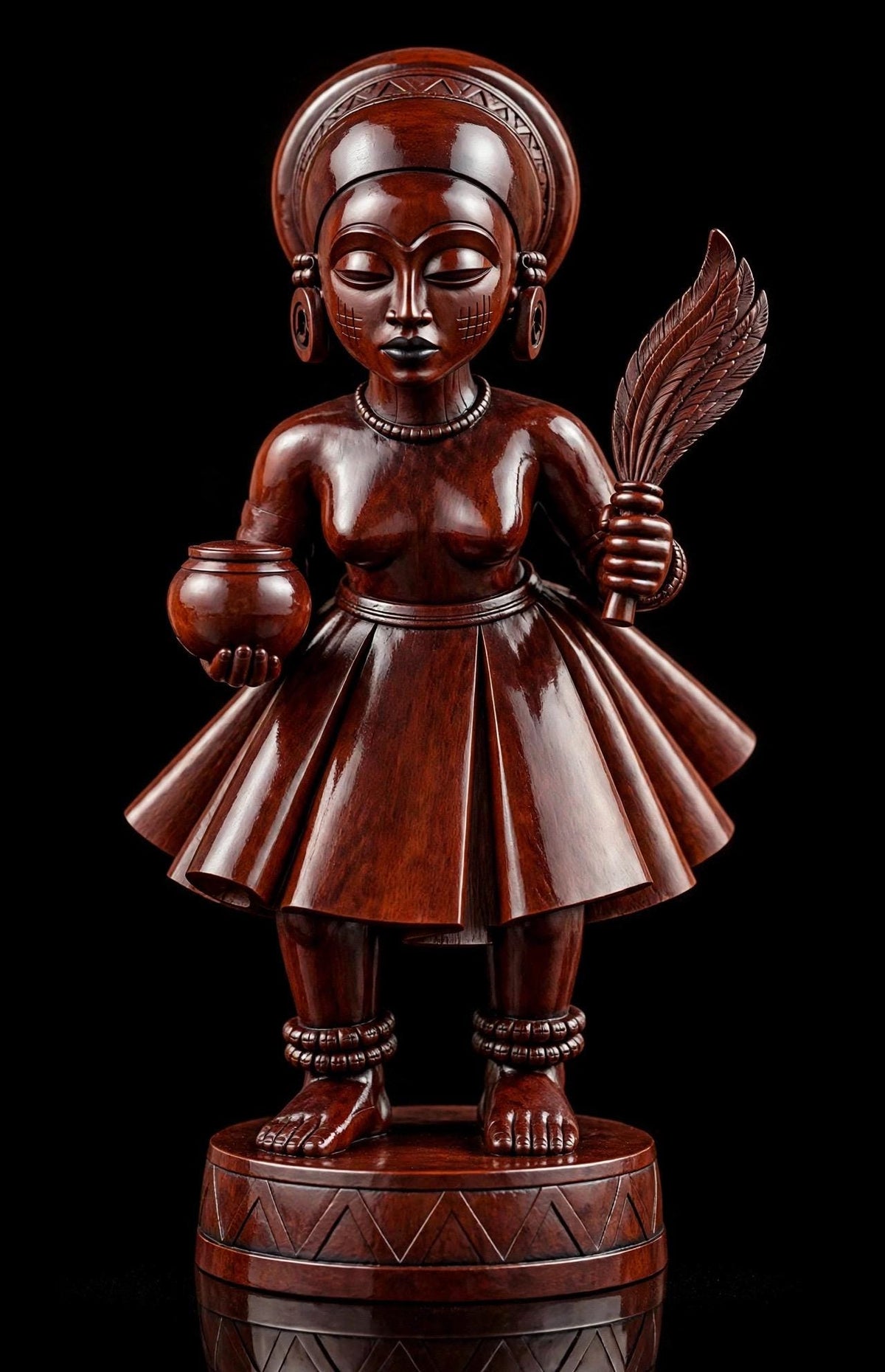 Limited Edition Gelede-Inspired Yoruba Sculpture | 18” Hand-Carved Omo Wood | African Art | Oshogbo Collector’s Statement Piece