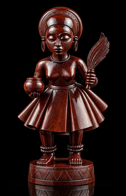 Limited Edition Gelede-Inspired Yoruba Sculpture | 18” Hand-Carved Omo Wood | African Art | Oshogbo Collector’s Statement Piece