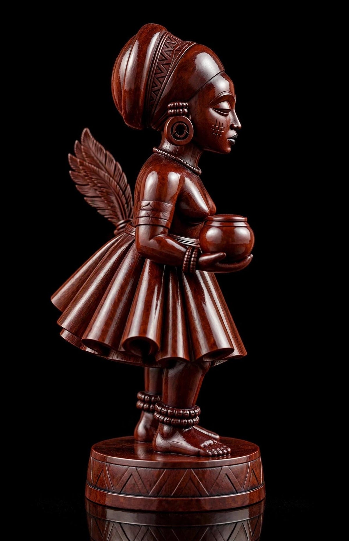 Limited Edition Gelede-Inspired Yoruba Sculpture | 18” Hand-Carved Omo Wood | African Art | Oshogbo Collector’s Statement Piece