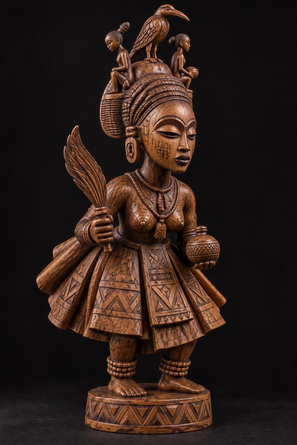 Rare Hand-Carved Yoruba Gelede-Inspired Wood Sculpture | Nigerian African Art | Statement Wall Decor | Collector's Piece