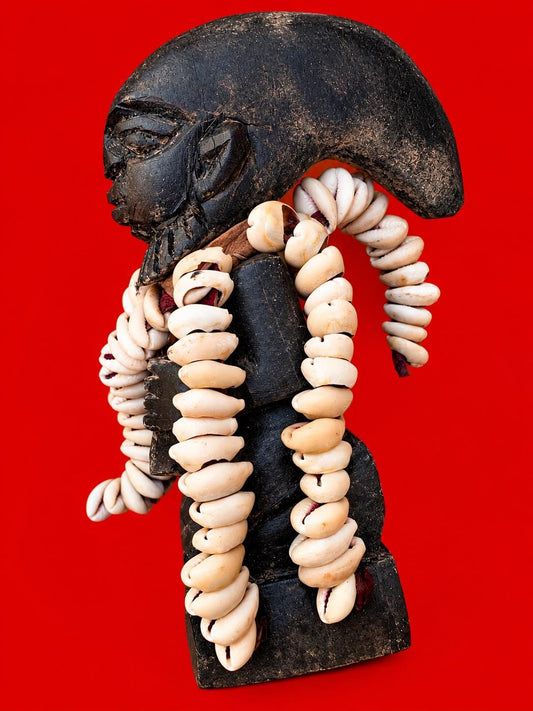 Portable 7 inch high Authentic Yoruba 80 Cowrie Shells Ere Esu Alaje Spiritual Statue