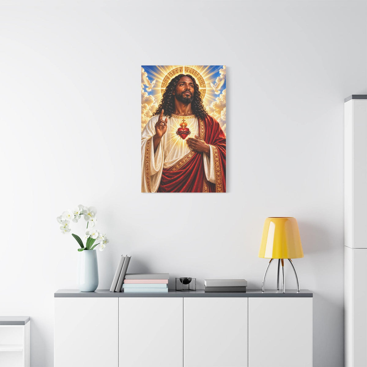 Beautiful Black Jesus Print on Matte Canvas 24x36 inches