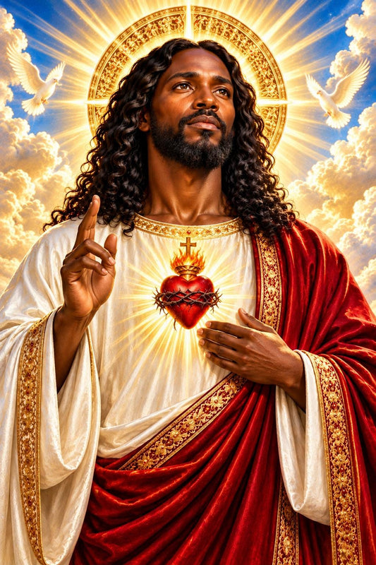 Beautiful Black Jesus Print on Matte Canvas 24x36 inches