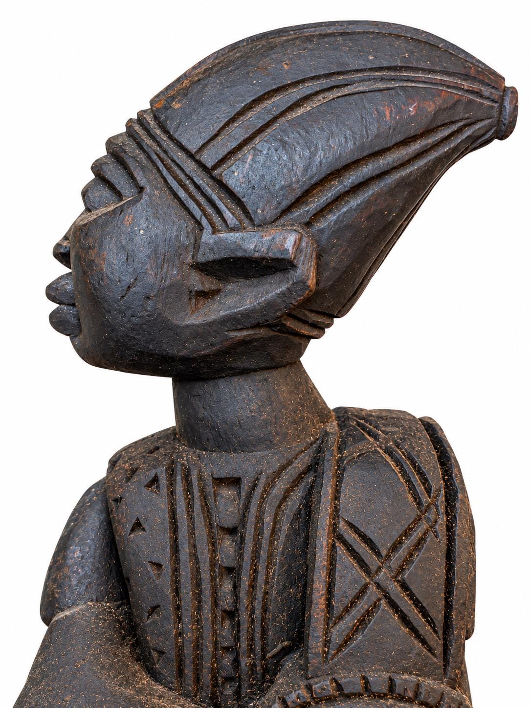 1970s Malania Wood Vintage Yoruba Oyo Figure – Mother & Child Sculpture – African Tribal Art – Mid-Century Wood Carving – Collector