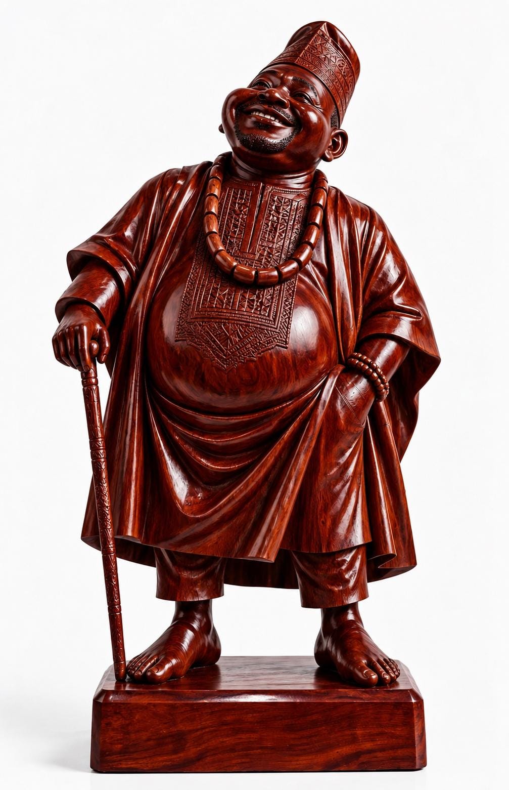 Yoruba Chief Sculpture | 15” Hand-Carved Omo Wood | Oshogbo Nigeria | Fine African Art | Luxury Collector Statement Piece