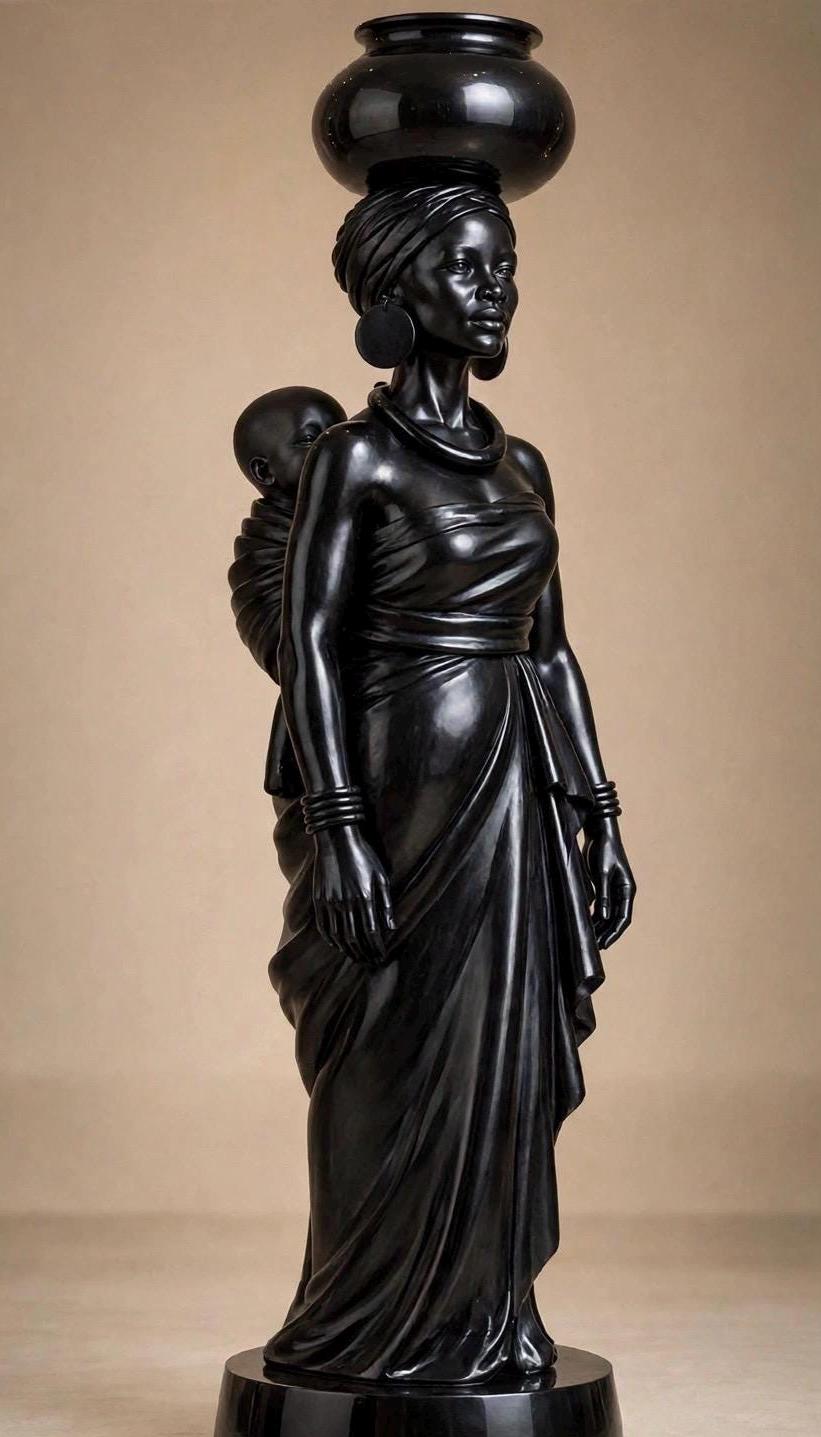 Rare 11 inches Hand Carved Omo wood Yoruba Female Bata Drummer Sculpture