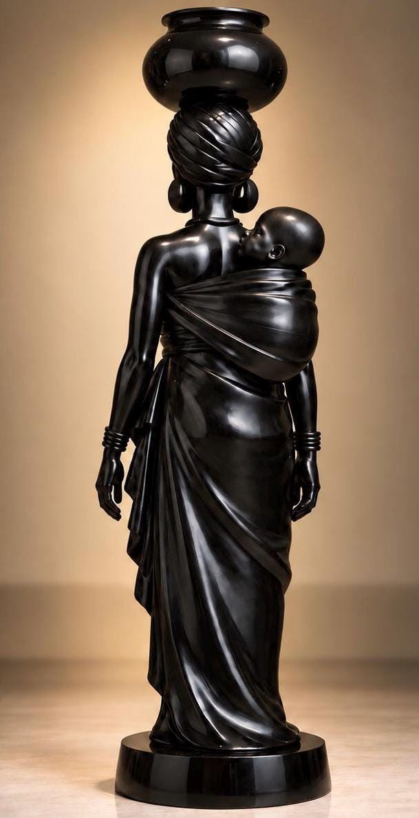Rare 11 inches Hand Carved Omo wood Yoruba Female Bata Drummer Sculpture
