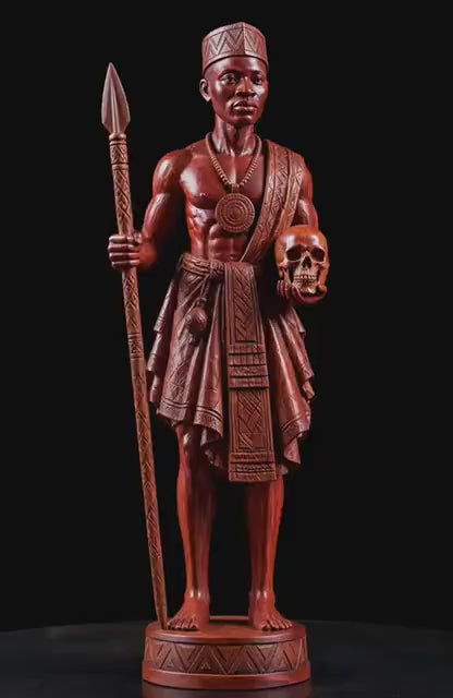 20” Hand-Carved Omo Wood Warrior Sculpture | Oshogbo Nigeria | Powerful African Art | Museum-Style Statement Piece | Collector’s Sculpture