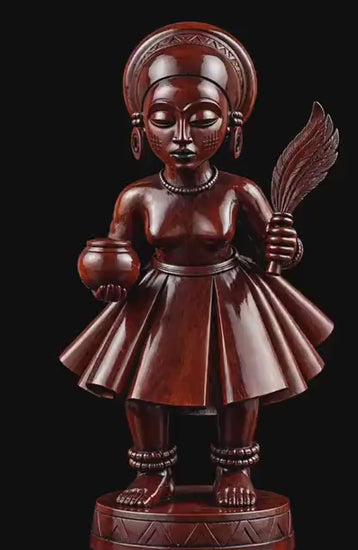 Limited Edition Gelede-Inspired Yoruba Sculpture | 18” Hand-Carved Omo Wood | African Art | Oshogbo Collector’s Statement Piece