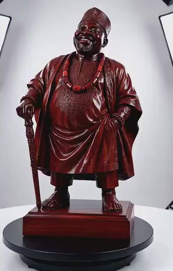 Yoruba Chief Sculpture | 15” Hand-Carved Omo Wood | Oshogbo Nigeria | Fine African Art | Luxury Collector Statement Piece