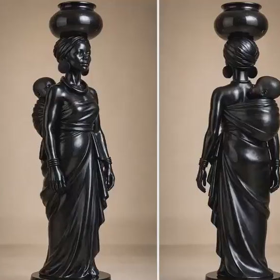 Rare 11 inches  Hand  Carved Omo wood Yoruba Female Bata Drummer Sculpture