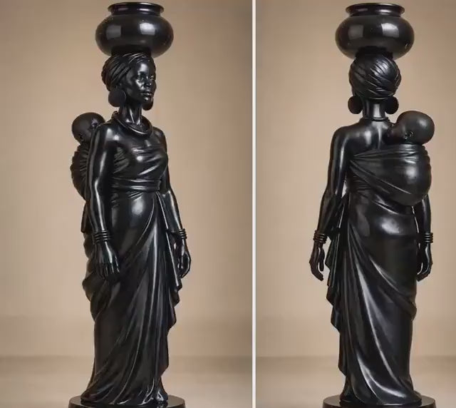 Rare 11 inches  Hand  Carved Omo wood Yoruba Female Bata Drummer Sculpture