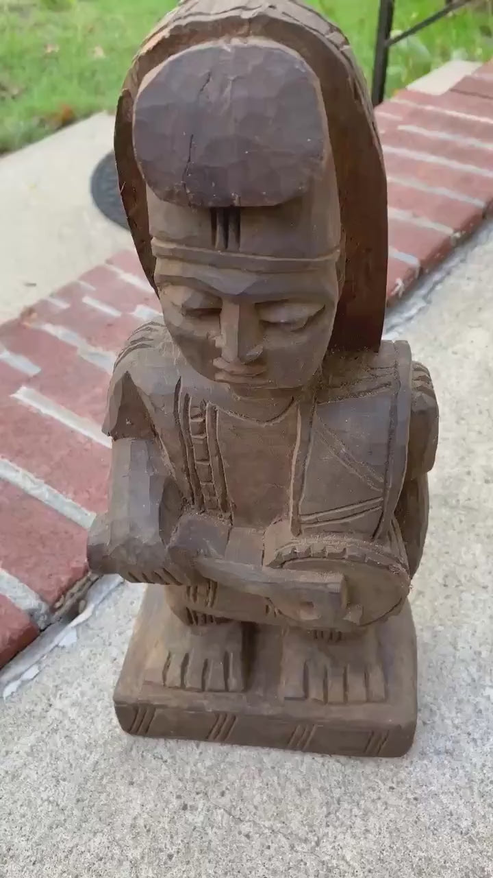 1970s Malania Wood Vintage Yoruba Oyo  Figure